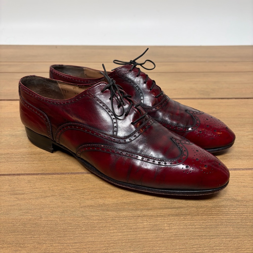 FERRAGAMO- Burgundy Men’s Oxford Dress Shoes